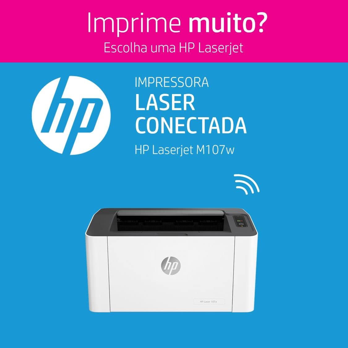 Impressora HP Laser 107w Tecnologia Laser Wi-Fi - Conectividade: USB 2.0 de alta velocidade