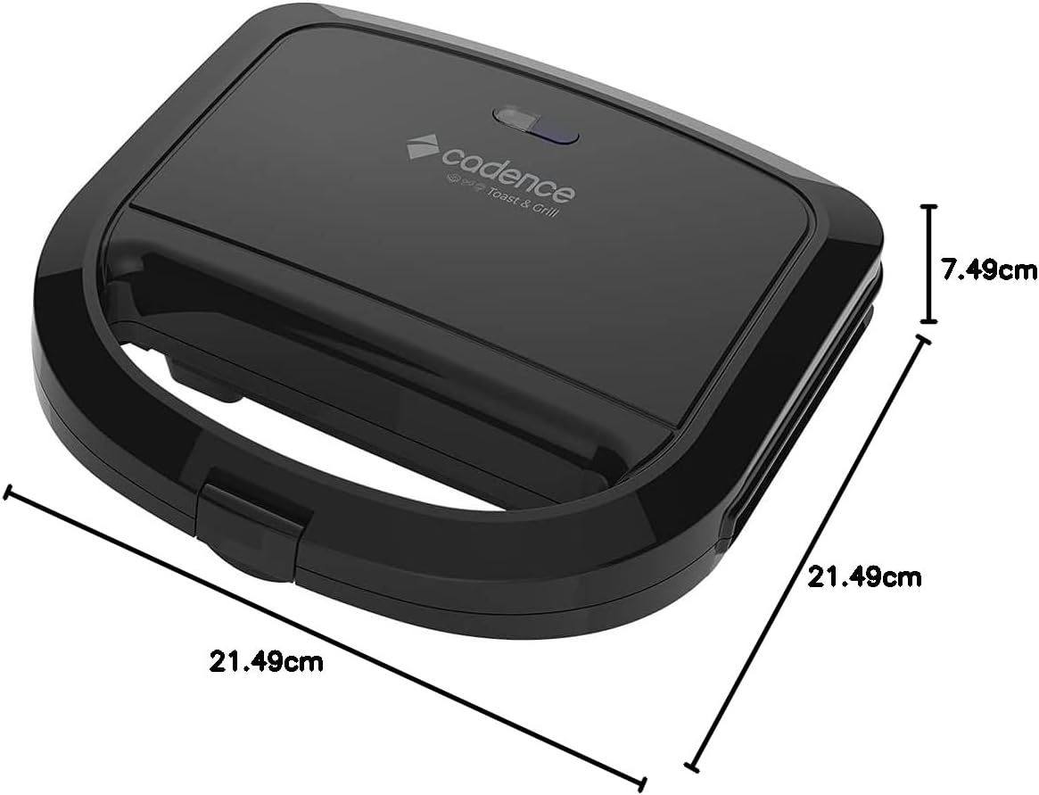 Sandwichera eléctrica Cadence Toast & Grill, negra, 750 W, 220 V, SAN260