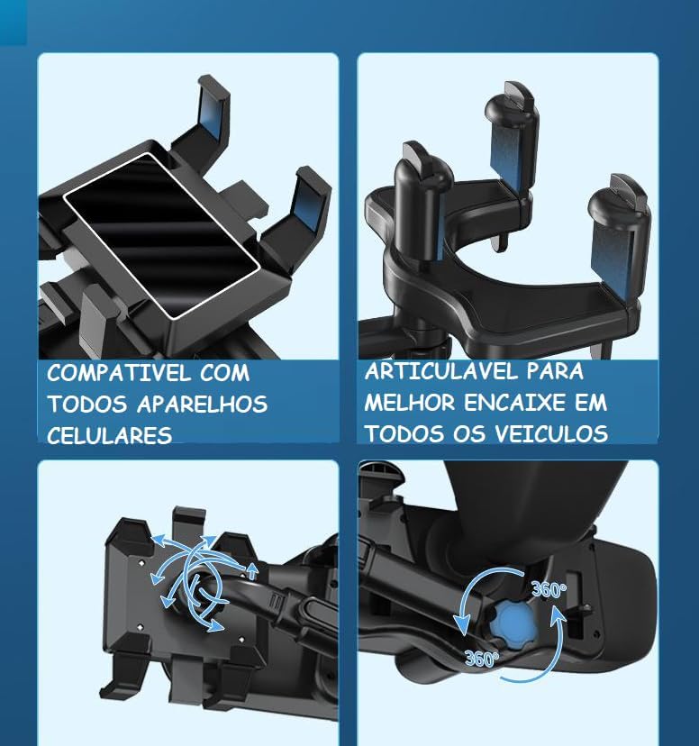 Suporte de Celular Veicular Universal - Trava Automática Giratório 360°