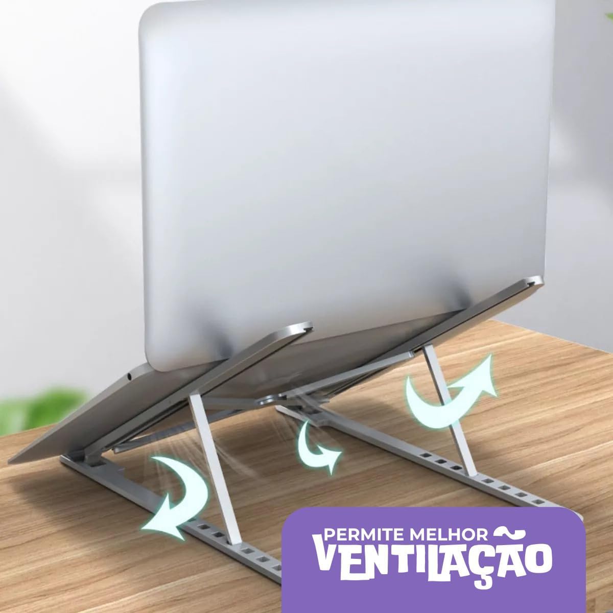 Suporte para Notebook em Alumínio Dobrável em 6 Ângulos - Com estojo para armazenagem