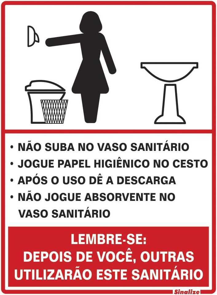 Placa em Poliestireno 15X20 Cm - Procedimento Feminino, SINALIZE, Branca