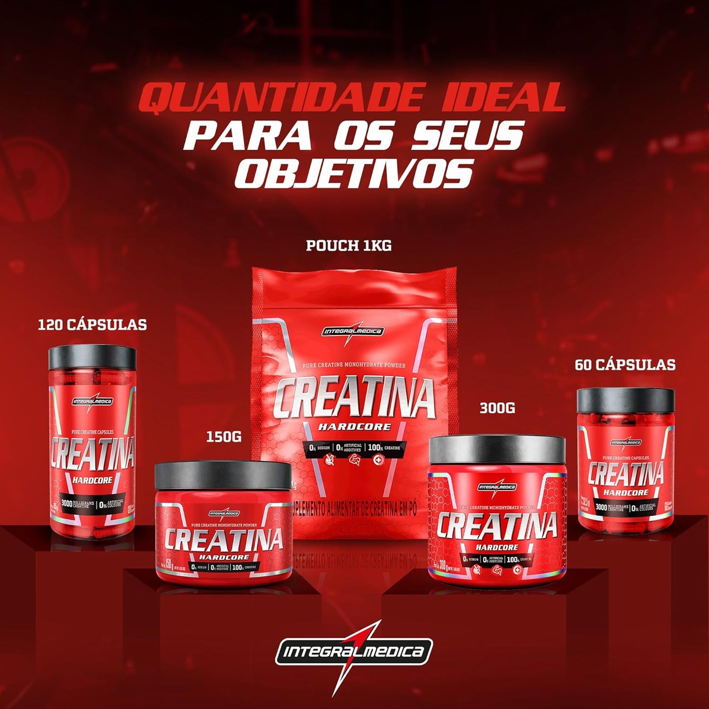 Integralmedica - Creatina em Pó Hardcore 100% Pura e Monohidratada - 300g