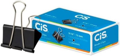Clip Blinder de 15 mm para 40 hojas, CIS, negro, 12 unidades