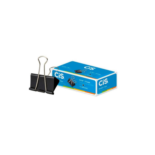 Blinder Clip 15mm para 40 Folhas, CIS, Preto, 12 Unidades