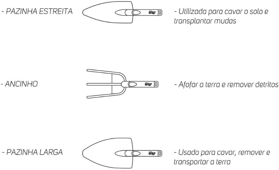 WAP Kit Jardinagem Manual com Duas Pás e um Ancinho