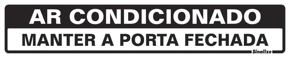 Placa em Poliestireno 5X25 Cm - Ar Condicionado, SINALIZE, Branca