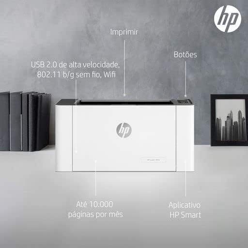 Impressora HP Laser 107w Tecnologia Laser Wi-Fi - Conectividade: USB 2.0 de alta velocidade