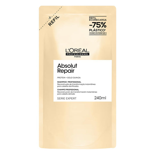L’Oréal Professionnel | Absolut Repair Shampoo Refil | Com Proteína e Quinoa Dourada para cabelos danificados e secos | SERIE EXPERT | 240ml