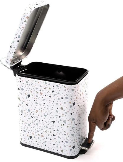 Oikos - Lixeira Retangular 5L de Metal com Pedal Granilite
