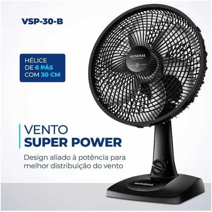 Ventilador de Mesa 30cm Super Power, Mondial, Preto, 60W, 220V