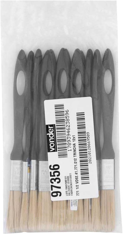 Pincel 1/2" cerdas brancas cabo plástico para tintas pva e epóxi - Vonder