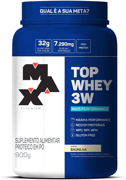 Max Titanium Top Whey 3W Mais Performance 900G Baunilha
