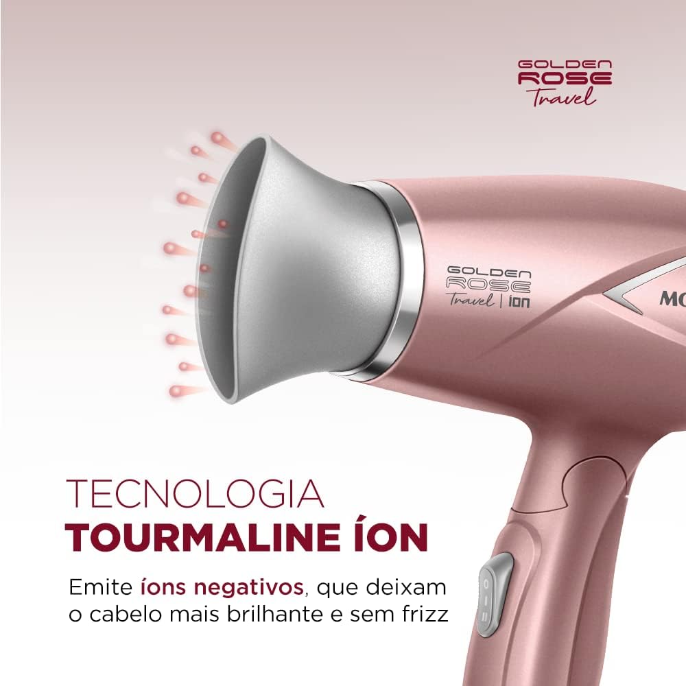 Secador de Cabelos Travel, Mondial, Golden Rose, 1200W, Bivolt