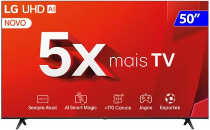 Smart TV 4K 50" LG UHD 50UT8050 Processador α5 Ger7 AI Alexa/Chromecast integrado Otimizador de Jogos webOS 24 Controle Smart Magic