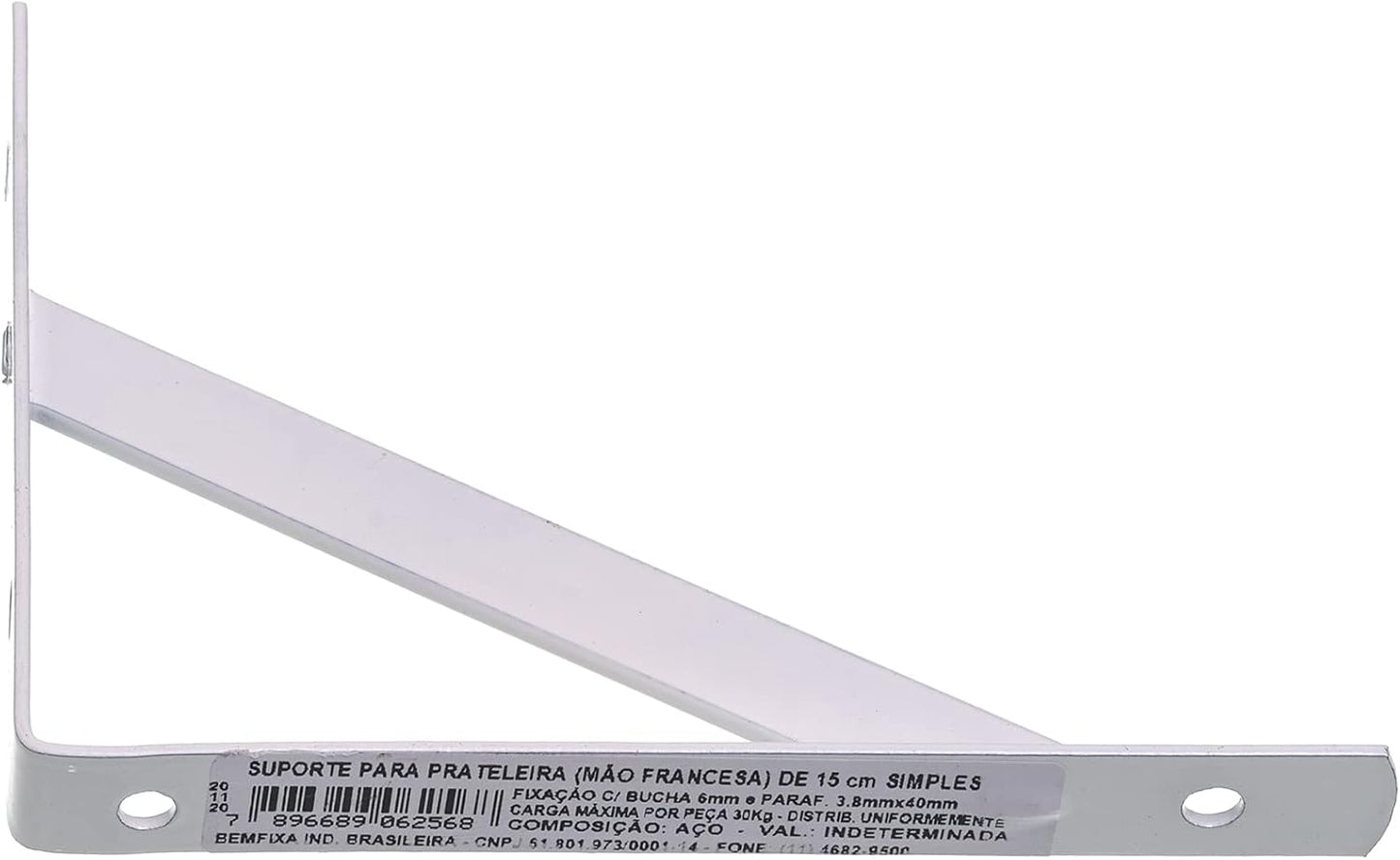 BemFixa Suporte de Alumínio para Prateleira 15cm Branco