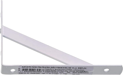 BemFixa Suporte de Alumínio para Prateleira 15cm Branco