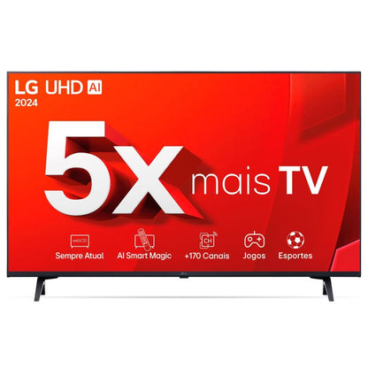 Smart TV 4K 43" LG UHD 43UT8000 Processador α5 Ger7 AI Alexa/Chromecast integrado Otimizador de Jogos webOS 24 compatível com Controle Smart Magic