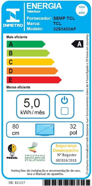 TCL LED SMART TV 32” S5400AF FHD ANDROID TV, PRETO