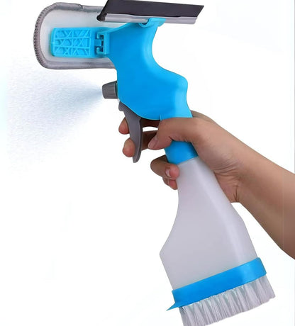 Limpador com Rodo e Spray, Ferramenta 4 em 1 para Limpeza de Vidros, Espelhos, Azulejos