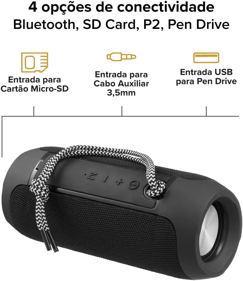 I2GO, Caixa De Som Bluetooth Essential Sound Go, 10W RMS, Resistente à Água, Preto