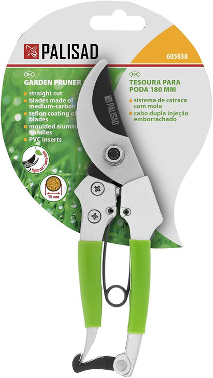 Tijeras de podar Palisad de 180 mm con bloqueo y resorte, mango recubierto de goma