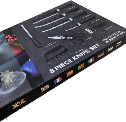 Jogo Faca em Inox Profissional - Kit Churrasco, Conjunto de 08 Peças Gourmet, Azimark