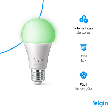 Lâmpada Inteligente Smart Color 10W Elgin RGB Wifi Compatível com Alexa e Google Home