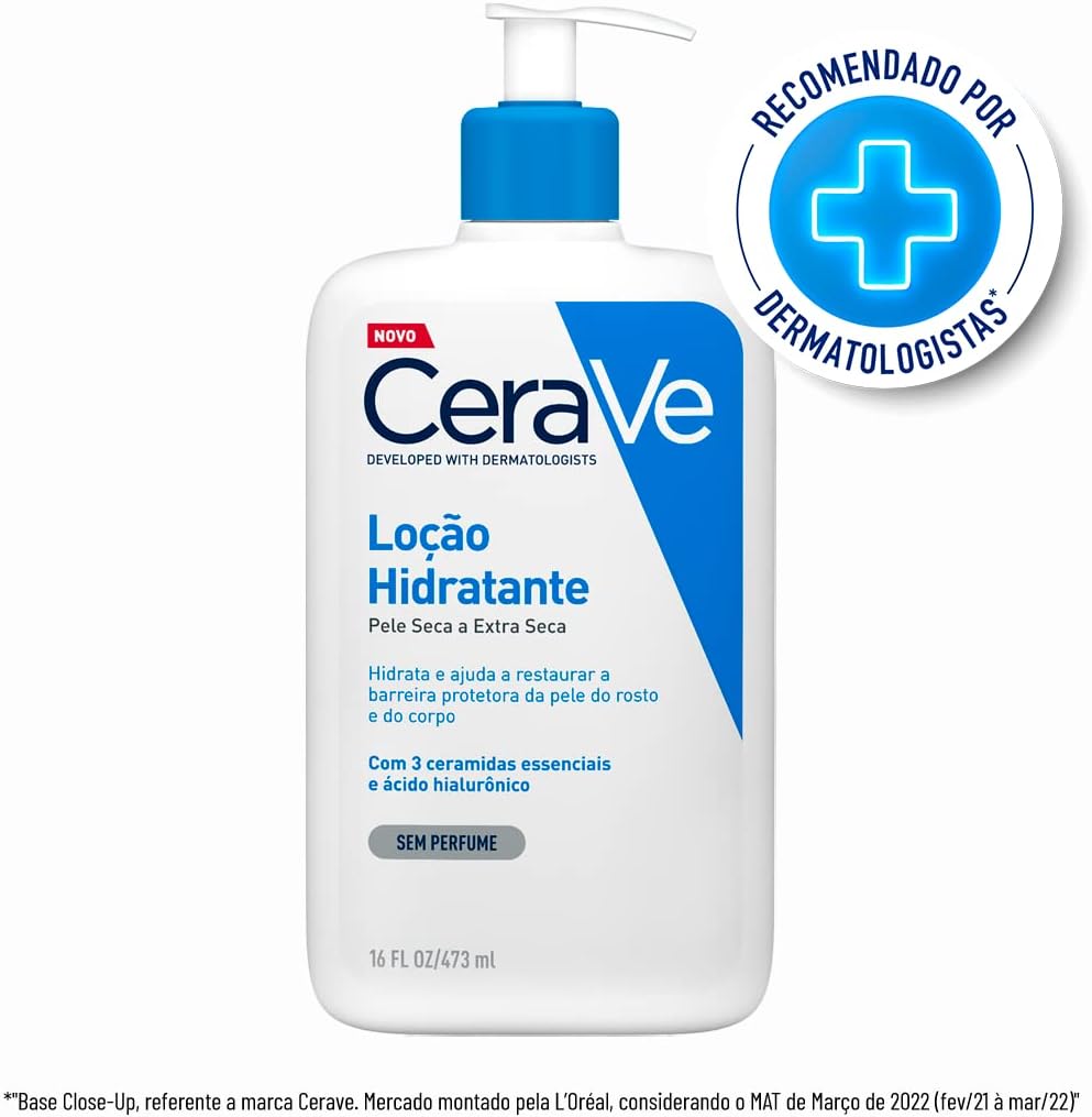 CeraVe, Loção Hidratante Corporal, com textura Fluida e Ácido Hialurônico