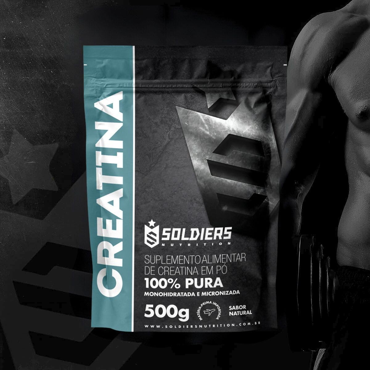 Creatina Monohidratada 500g - 100% Pura Importada - Soldiers Nutrition