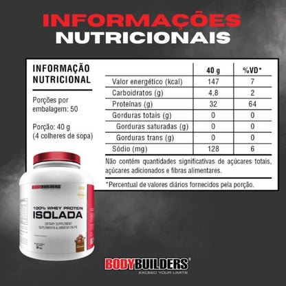 Whey Protein 100% Isolada Chocolate 2kg - Bodybuilders