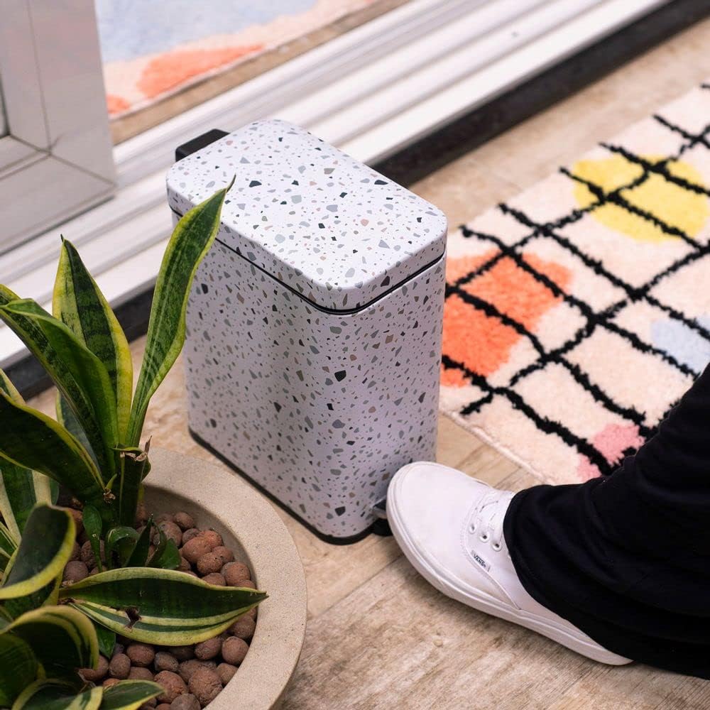 Oikos - Lixeira Retangular 5L de Metal com Pedal Granilite
