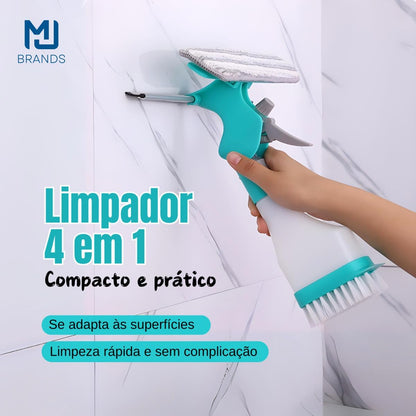 Limpador com Rodo e Spray, Ferramenta 4 em 1 para Limpeza de Vidros, Espelhos, Azulejos