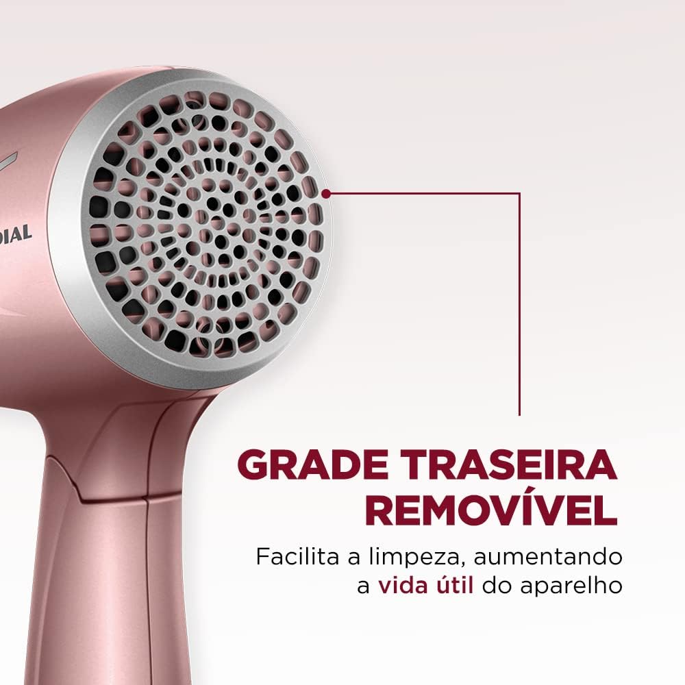 Secador de Cabelos Travel, Mondial, Golden Rose, 1200W, Bivolt