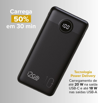 I2GO, Carregador Portátil (Power Bank) Ultra Rápido 10000mAh