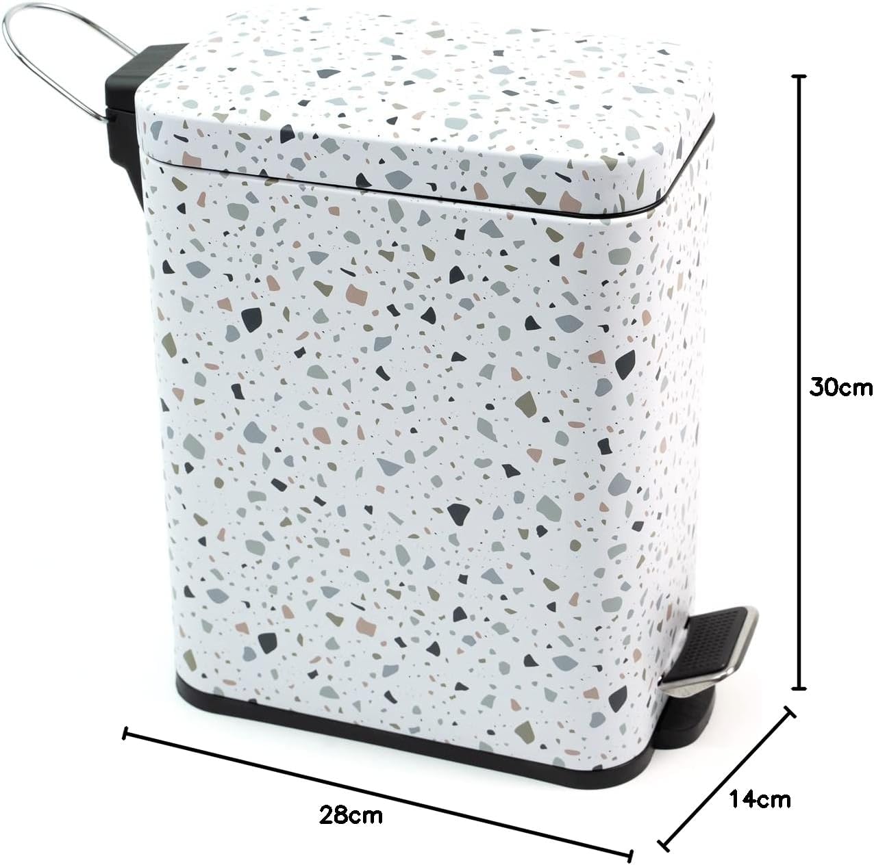 Oikos - Lixeira Retangular 5L de Metal com Pedal Granilite