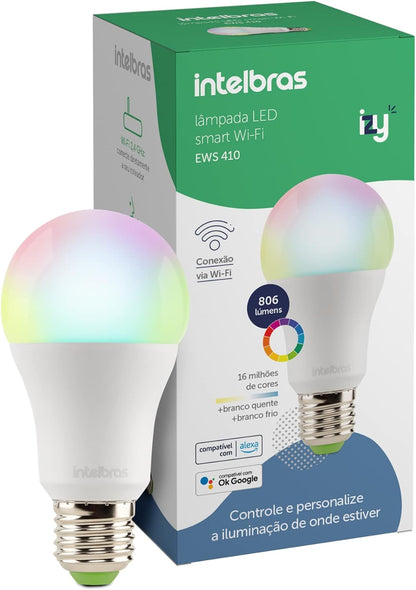 Bombilla inteligente EWS 410 con 16 millones de colores compatible con Wi-Fi y Alexa Intelbras