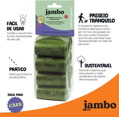 Kit Cata Caca Refil Saquinhos Higiênicos para Cães, Destaca Fácil, 8 Rolos, Plástico Durável e Impermeável, À Prova de Vazamentos