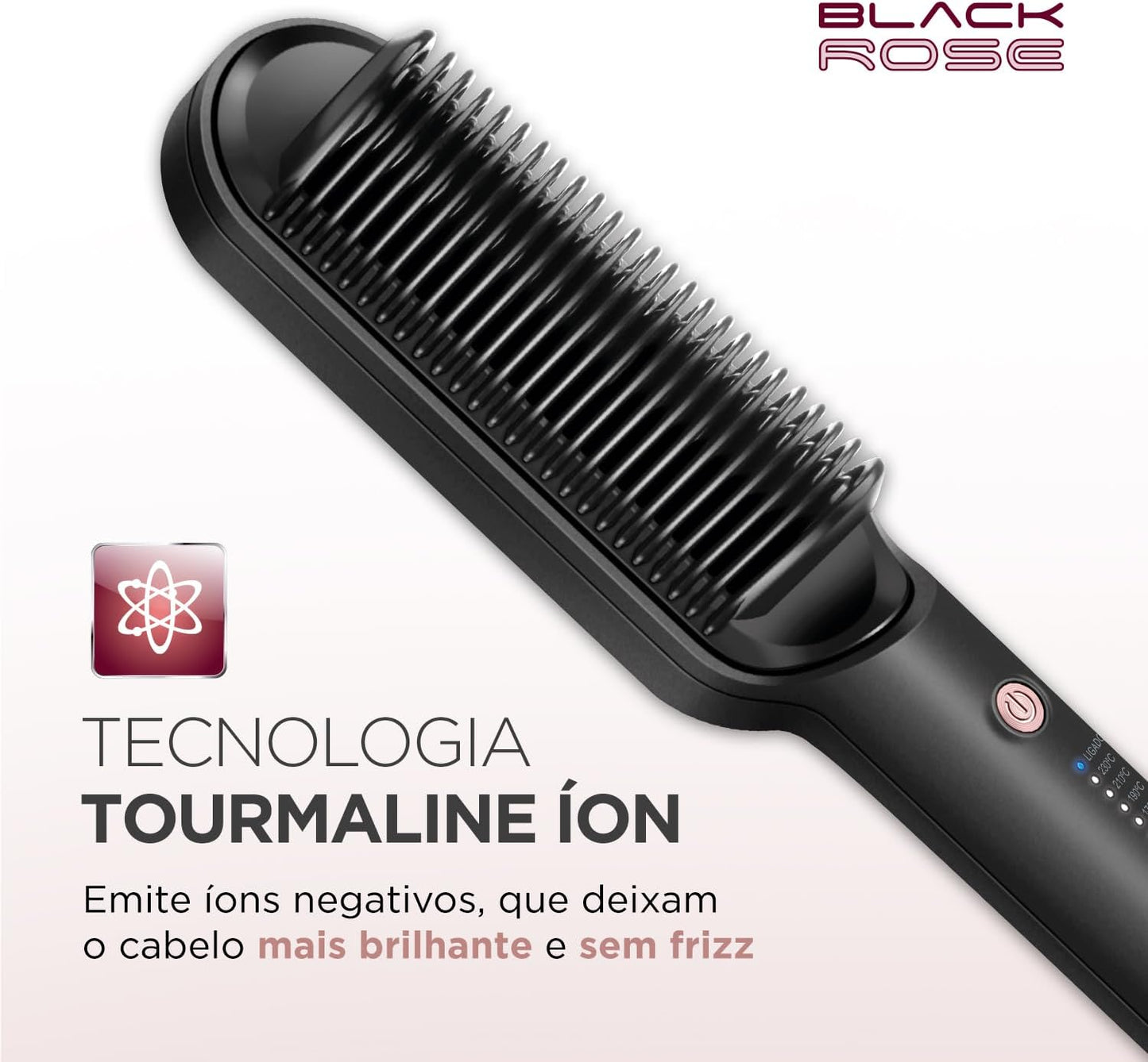 Cepillo alisador Black Rose, Mondial, Negro/Rosa, 36 W, Bivolt