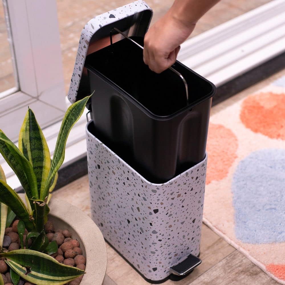 Oikos - Lixeira Retangular 5L de Metal com Pedal Granilite