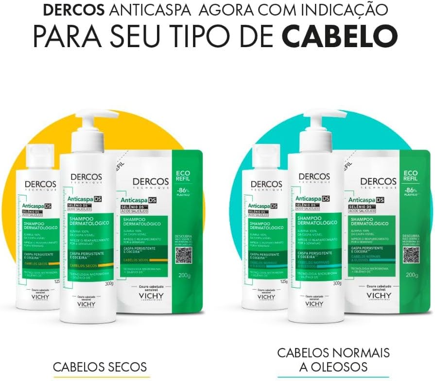 Vichy, Dercos Shampoo Anticaspa para Cabelos Normais a Oleosos, 300ml