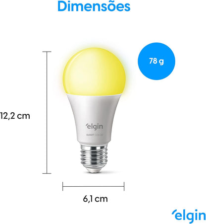Lâmpada Inteligente Smart Color 10W Elgin RGB Wifi Compatível com Alexa e Google Home