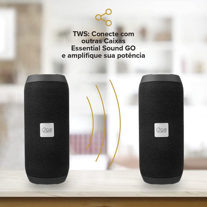 I2GO, Caixa De Som Bluetooth Essential Sound Go, 10W RMS, Resistente à Água, Preto