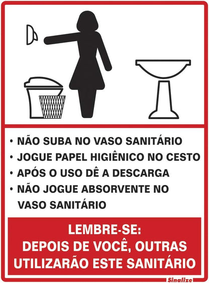 Placa em Poliestireno 15X20 Cm - Procedimento Feminino, SINALIZE, Branca