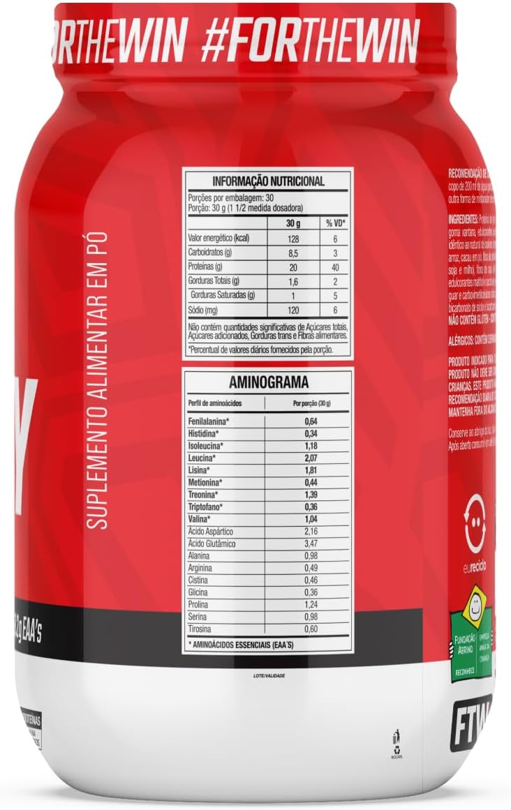 FTW Whey Protein 100% - Suplemento Proteico para Atletas - Pote 900g