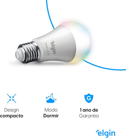 Lâmpada Inteligente Smart Color 10W Elgin RGB Wifi Compatível com Alexa e Google Home