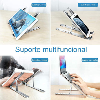Suporte De Notebook De Alumínio Ajustável Para Notebook De 6 Ângulos Ajustável De Alumínio Dobrável E Ergonômico Para Desktop Portátil Compatível Com Macbook, Ipad, Hp, Dell, Lenovo 10-17 Polegadas
