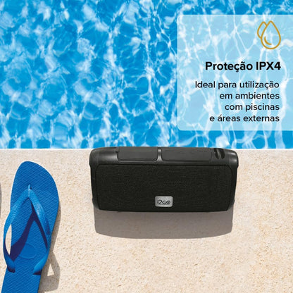 I2GO, Caixa De Som Bluetooth 3 Angle Sound. 12W RMS, Resistente à Água, Preto