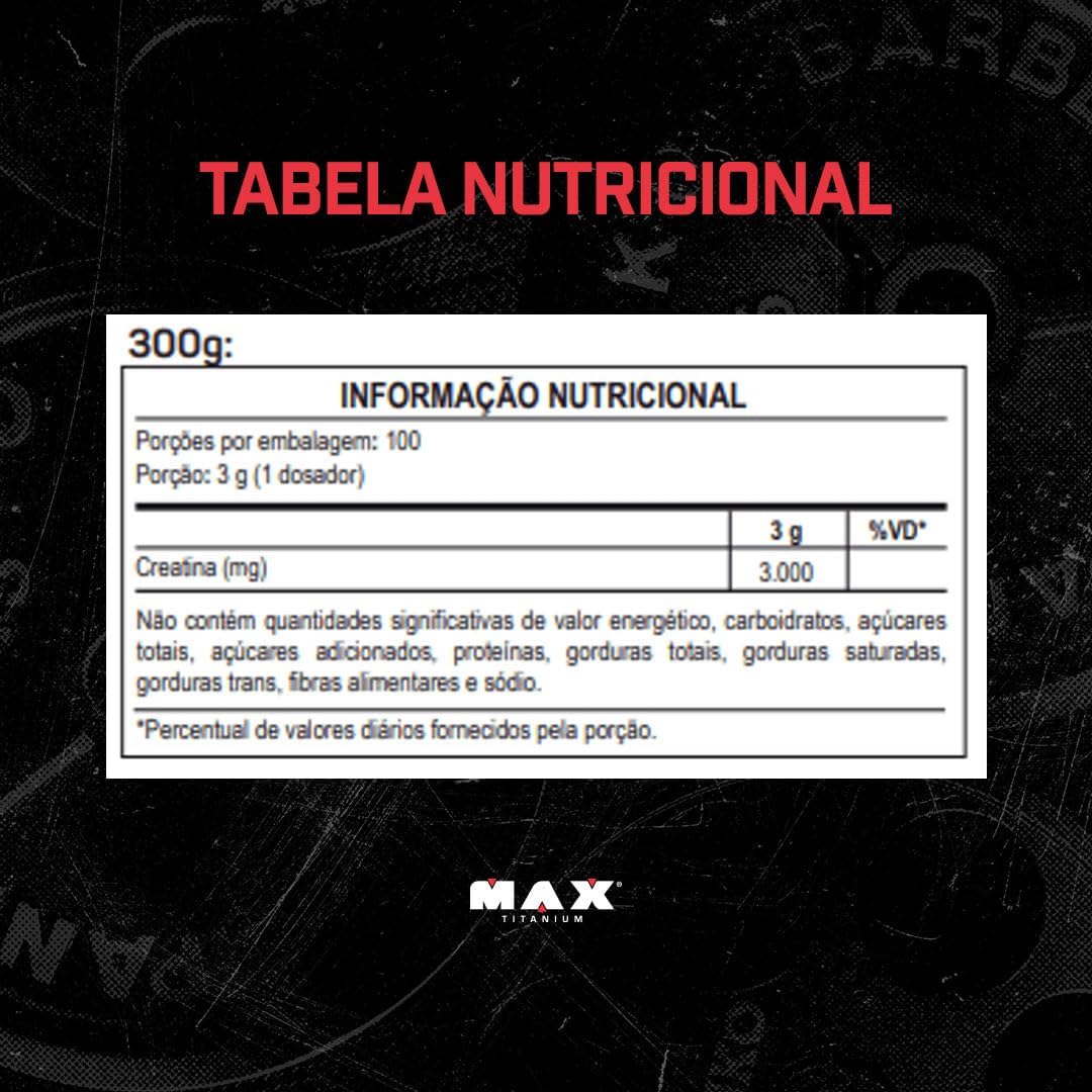 Max Titanium Creatina - Suplemento alimentar de creatina em pó, 300g