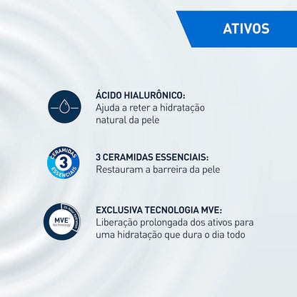 CeraVe, Loção Hidratante Corporal, com textura Fluida e Ácido Hialurônico