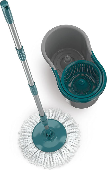 Mop Giratório Fit, Balde 8 litros, limpa, centrifuga, lava e seca, Flash Limp